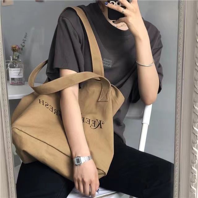 Túi Xách Canvas Cỡ Lớn In Họa Tiết Phong Cách Vintage