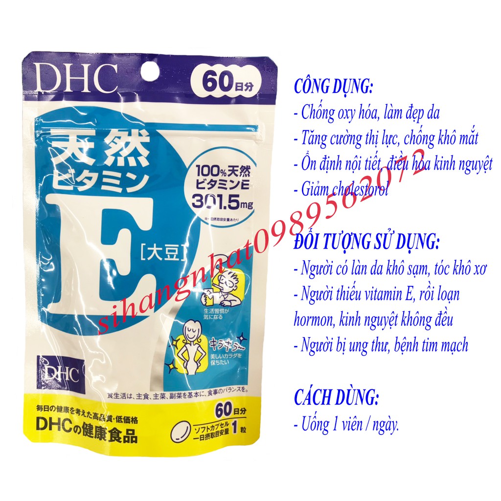 HOTViên uống D.H.C Vitamin E 60 ngày- DHC_Vitamin E Nhật Bản 60 ngày