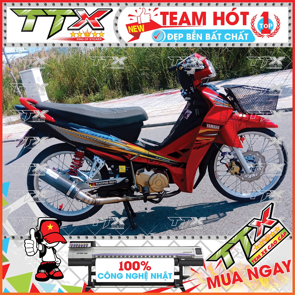 Tem rời sirius 110 hiệu spark , Team chế sirius dán xe màu đỏ nền đen siêu đẹp , Shop TTX Tem xe sirius mã (S0012/A1)