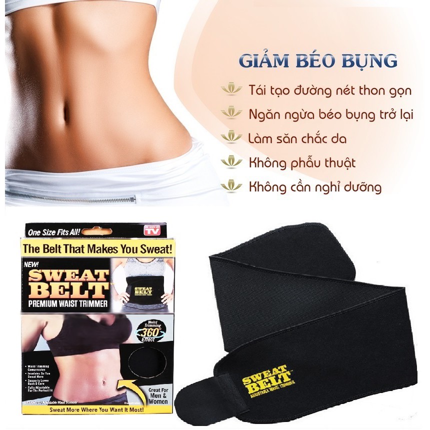 ✔️✔️ Đai quấn nóng giảm mỡ bụng SWEAT BELT (Đen)