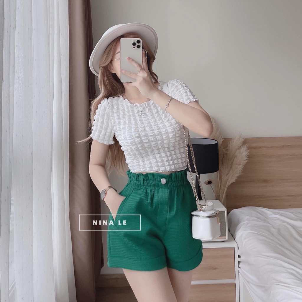 Quần short đùi nữ cạp cao ống rộng, quần đùi nữ kiểu nhiều màu. HT101
