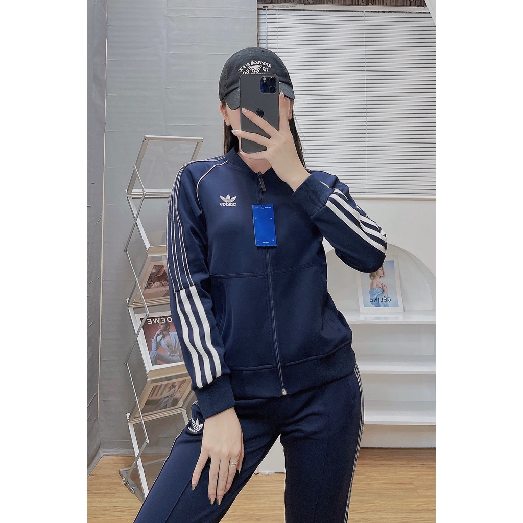 Bộ bomber sọc 2 nửa nữ nỉ cổ bẻ thu đông DBNU40 | BigBuy360 - bigbuy360.vn