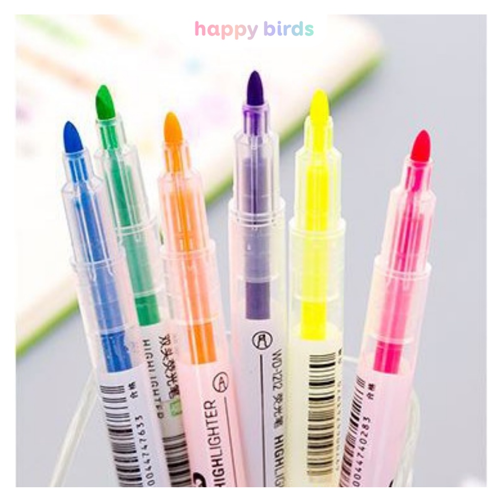 Bút nhớ 2 đầu 2 màu highlight màu Pastel dạ quang đánh dấu ghi chú, trang trí sổ tay
