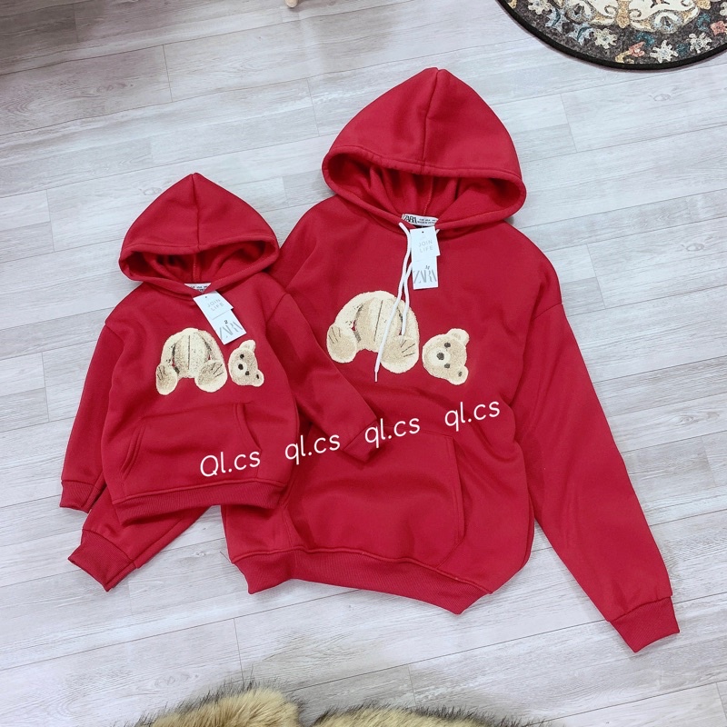 ADGD7 - ÁO ĐÔI MẸ BÉ ĐỎ HODIE GẤU BE | BigBuy360 - bigbuy360.vn