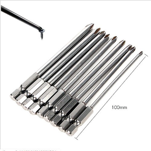 Bộ 9 mũi tô vít 4 cạnh dài 100 mm cho khoan pin,điện