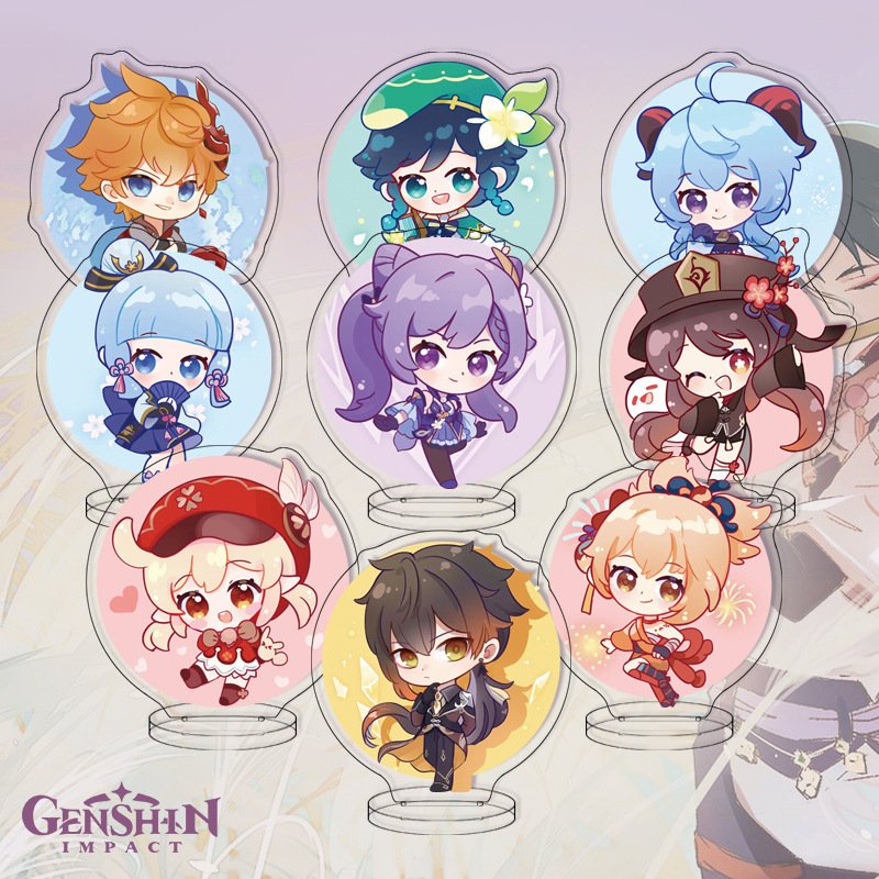 ( full set 9 cái ) Mô hình standee mini GENSHIN IMPACT game mica trong acrylic anime chibi trang trí trưng bày