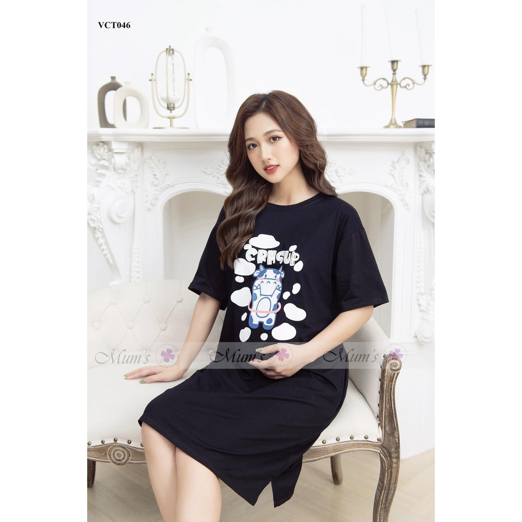 Đầm bầu  FREESHIP  váy cotton hình chữ CRHSUP cộc tay