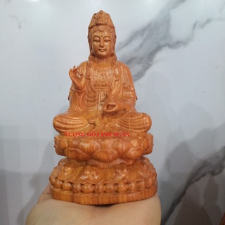 Tượng phật bà quan âm gỗ hương cao 15 cm