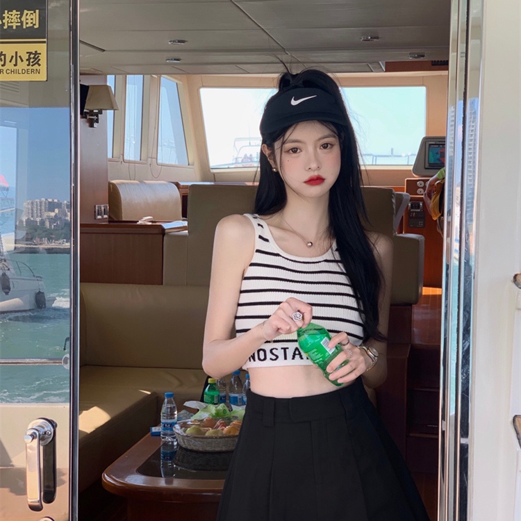 SUXI Áo Croptop Dệt Kim Hoạ Tiết Kẻ Sọc Thời Trang Mùa Hè Cho Phái Nữ