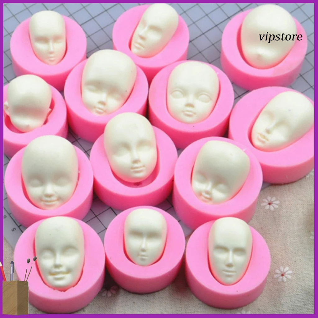 Khuôn bánh bằng silicon đúc hình đầu búp bê DIY