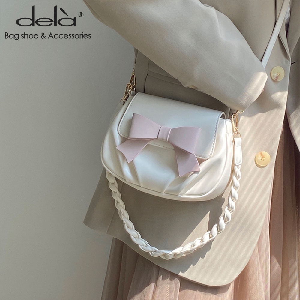 Dela Túi Đeo Chéo Vai Hình Tròn Nhỏ Nhắn Xếp Ly Hình Bướm Ngọt Ngào Và Dễ Thương Thời Trang Mùa Hè Cho Nữ