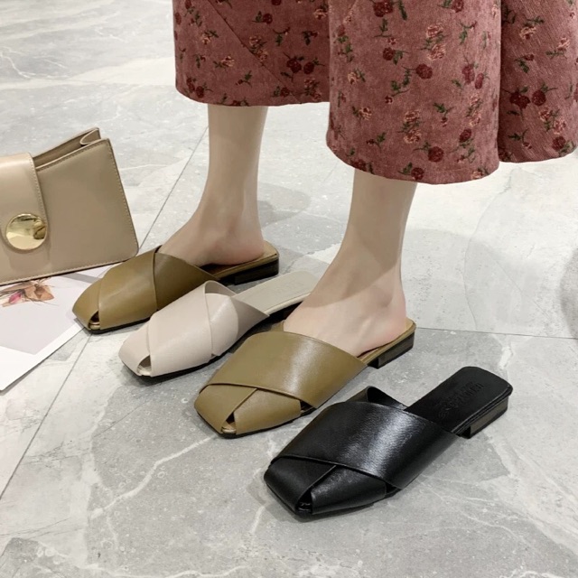 Sục đan chéo da mềm đế cao 2cm mã 1529