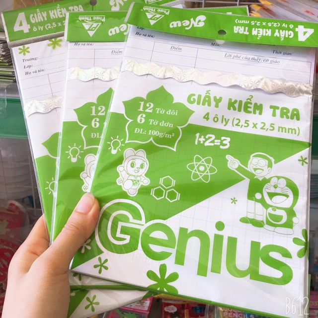 Giấy kiểm tra ô ly dành cho học sinh tiểu học hiệu Genius