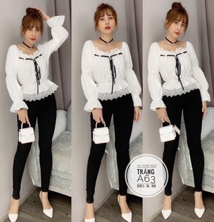 Bigsize Áo phối ren trắng A63