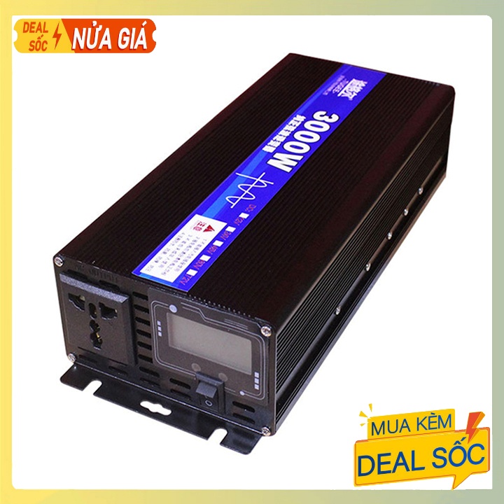 Bộ Đổi Nguồn 12V Lên 220V 3000W Sin Chuẩn Hiển Thị Công Suất