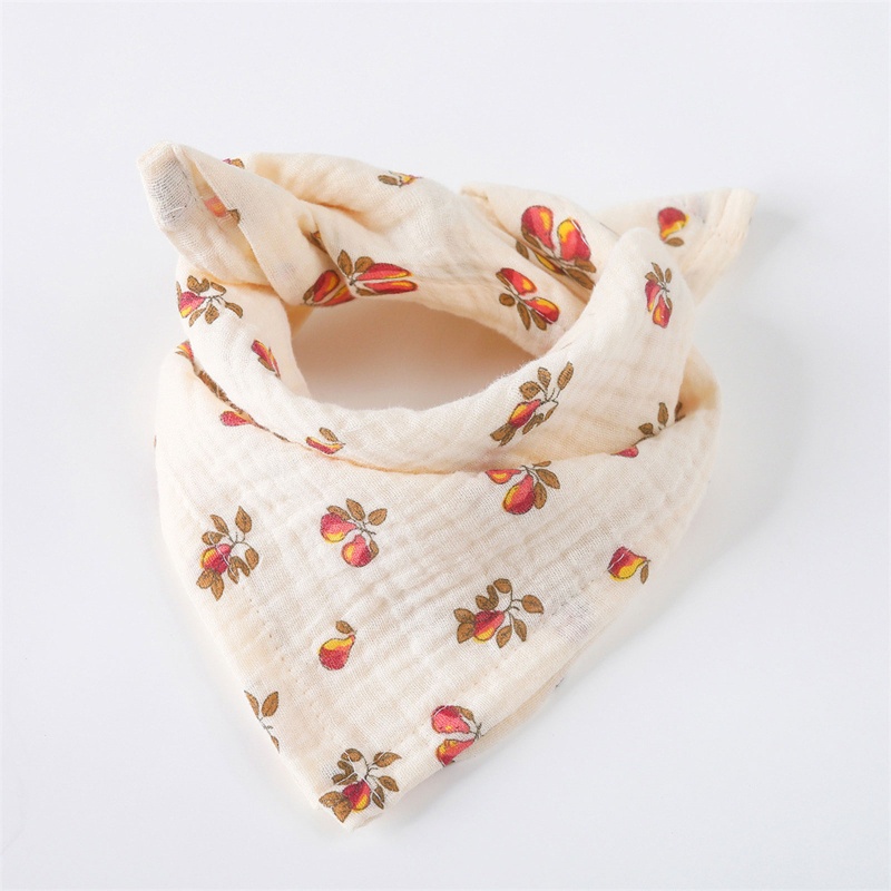 Yếm Ăn Dặm Vải Gạc Trung Tính In Hoa Dành Cho Bé Trai Gái