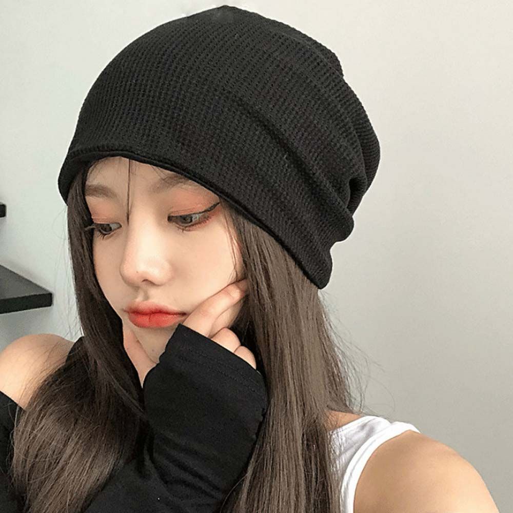 Mũ beanie kẻ sọc màu trơn thoáng khí thời trang cho nam và nữ BACK2LIFE