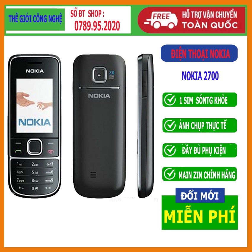 Điện thoại Nokia 2700 main zin, màn hình zin.- Bảo hành 12 tháng