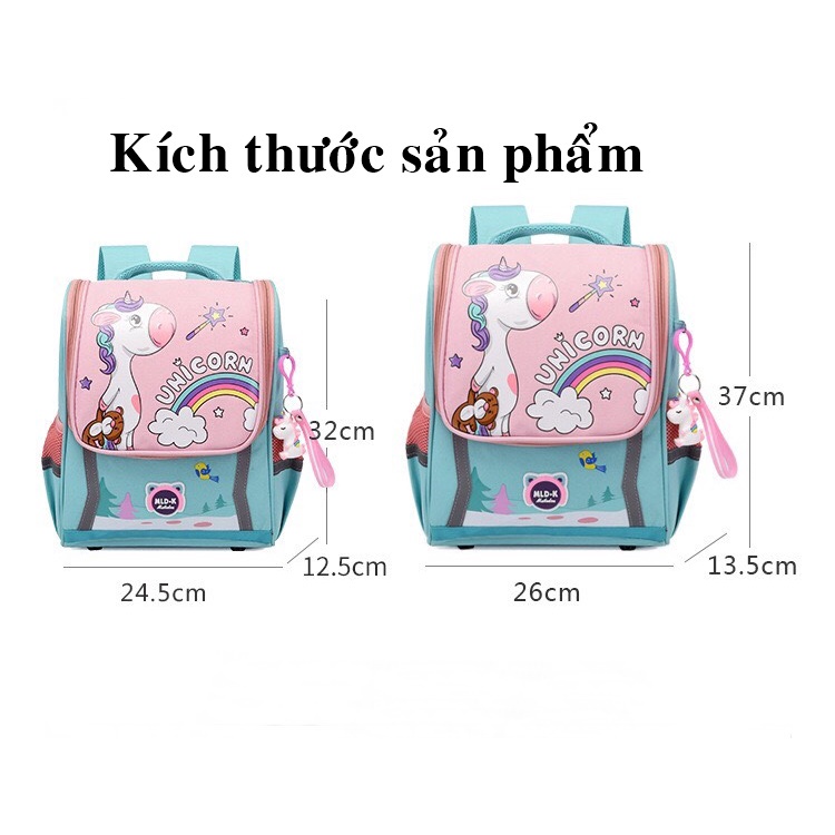 Balo Đi Học, Balo Cho Bé Họa Tiết Unicorn Kỳ Lân Và Khủng Long Phi Hành Gia MLD-K DD105