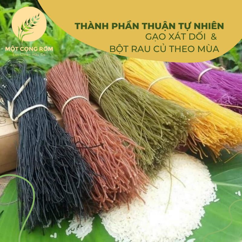 Bún ngũ sắc Mộc Vị Một Cọng Rơm bún khô healthy, cho bé ăn dặm 5 màu tự nhiên rau củ quả theo mùa 500gr/hộp