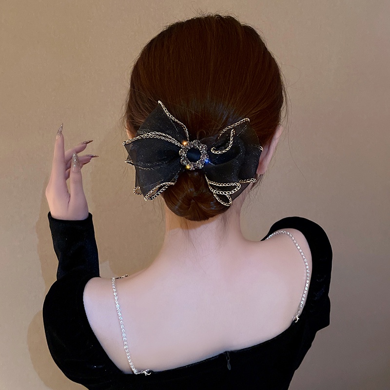 Dây Buộc Tóc Thắt Nơ Ruy Băng Đính Đá Thời Trang Hàn Quốc Cho Nữ