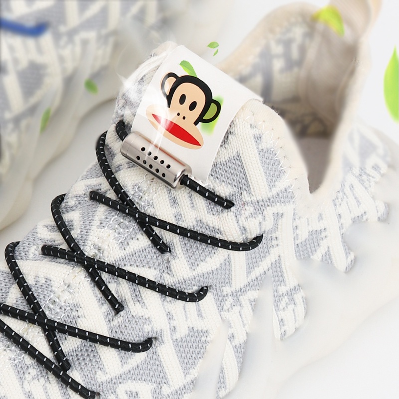 1 Cặp Dây Buộc Giày Hình Viên Nang Kim Loại Phản Quang Co Giãn Không Cần Buộc