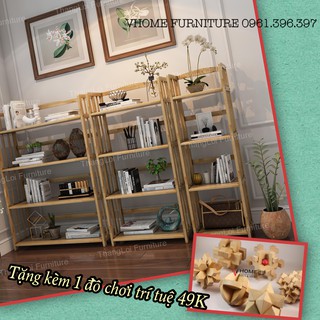 KỆ SÁCH, KỆ ĐA NĂNG GỖ TỰ NHIÊN 4 TẦNG NHIỀU KÍCH THƯỚC - VHOME FURNITURE