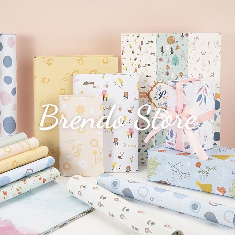 Giấy Gói Quà đẹp nền kem và trắng, mẫu mã đa dạng, cực dễ thương- VPP Brendo