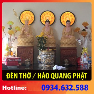ĐÈN THỜ hào quang MÂU NI [ đèn thờ điện ] in trúc chỉ, khung sắt, Đường kính 30cm (đặt tượng thờ cao 25cm đến 40cm)
