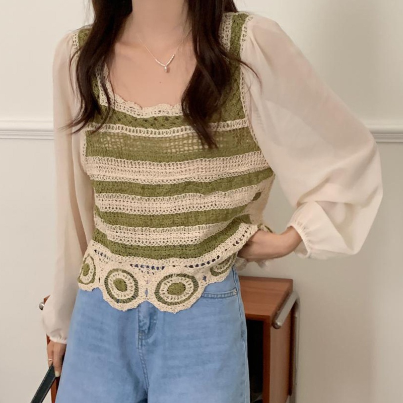 Áo Croptop Dệt Kim Cổ Vuông Phong Cách Boho Thời Trang Đi Biển Mùa Hè Cho Nữ