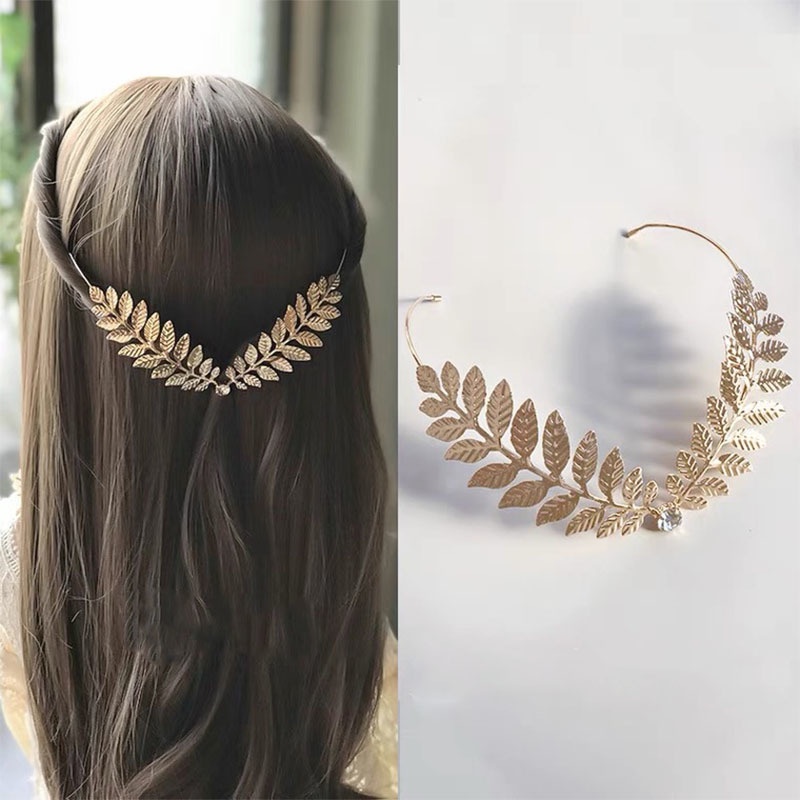 Cài Tóc Hình Lá Vàng Sang Trọng Cho Cô Dâu