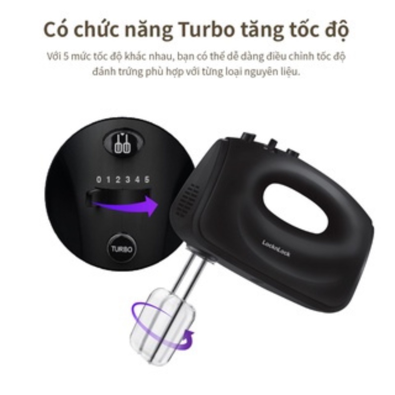 [QUÀ TẶNG FELLIA] Máy đánh trứng L&L EJM501 300W - Hàng chính hãng, 5 tốc độ tùy chỉnh, 2 bộ que đánh linh hoạt