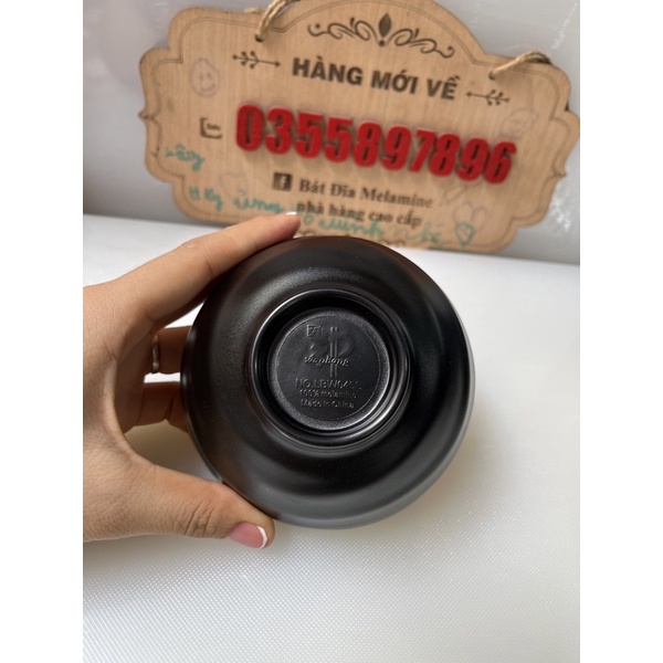 Bát ăn cơm đen nhám 11cm Melamine