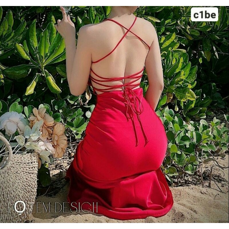 Đầm maxi dáng dài hở lưng đan dây chéo cực quyến rũ (Có hàng sau 1 ngày)