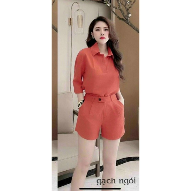 Set đồ nữ thiết kế đơn giản siêu thanh lịch gồm áo tay lỡ và quần ngắn | BigBuy360 - bigbuy360.vn