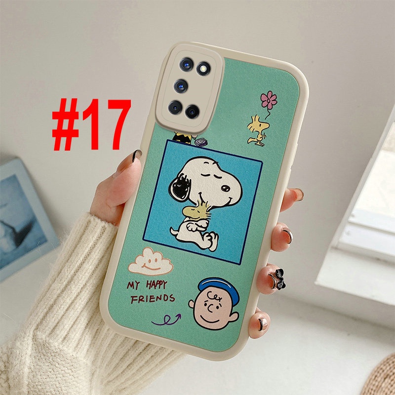 Casing Samsung Galaxy A73 A53 A23 A13 4G 5G A32 A12 A22 LTE A11 A03 Core A51 A10S A21S M11 M22 M32 M12 S22 S21 FE Ins Cute Snoopy Cartoon Lambskin Airbag Shockproof Lens Protection Soft Phone Case KQ 17