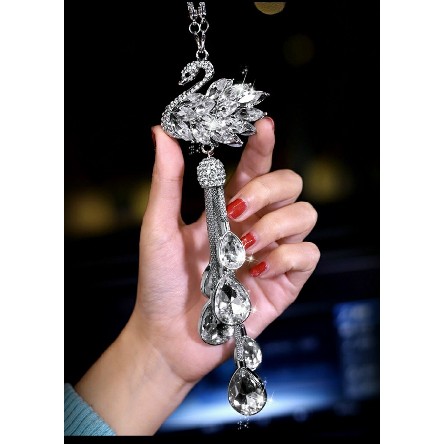 Treo gương chiếu hậu xe ô tô thiên nga - Khánh treo trang trí Gương chiếu hậu xe hơi