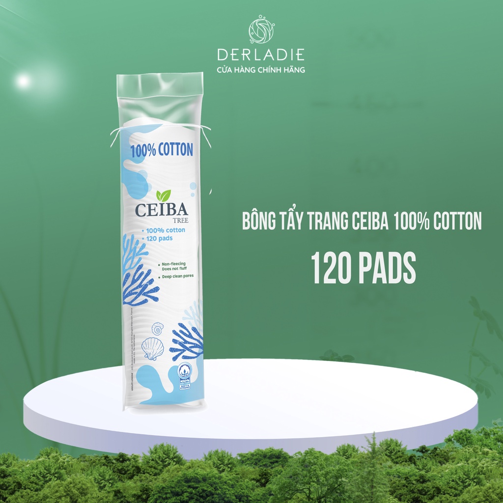 [Mã FMCGMALL -8% đơn 250K] Bông Tẩy Trang Ceiba 100% Cotton Siêu Tiết Kiệm Dung Dịch 120 Miếng