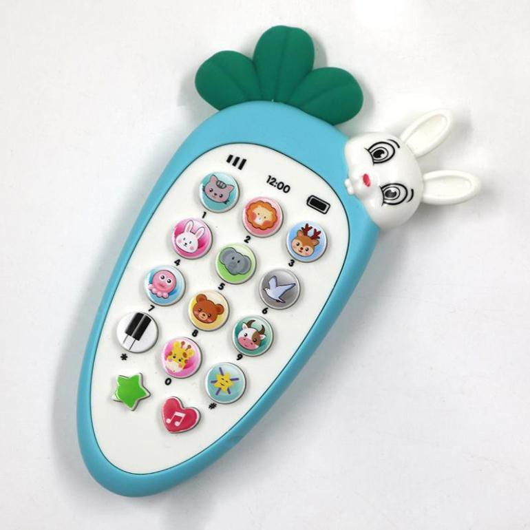 Điện thoại cà rốt-củ cải-thỏ đáng yêu-phát nhạc cho bé-Đồ chơi thông minh-phát triển IQ,EQ-Tặng kèm pin và dây đeo
