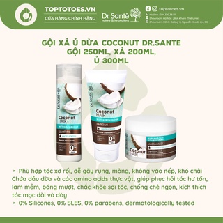 Gội xả ủ Dr.Sante Coconut nuôi dưỡng tóc suôn mềm, bóng khoẻ, vào nếp, giảm xơ rối, phục hồi tóc