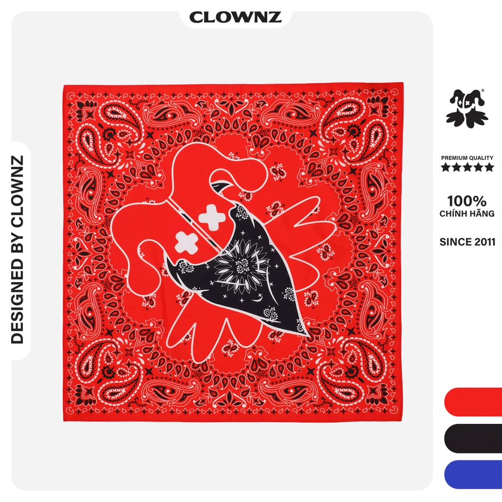 Khăn vuông bandana Clownz V1 streetwear nhiều màu, khăn lụa, local Brandi