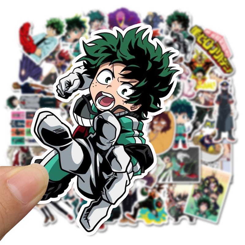 Bộ 50 miếng sticker My Hero Academia kháng nước trang trí ván trượt/ván trượt tuyết/máy tính kiểu graffiti cổ điển