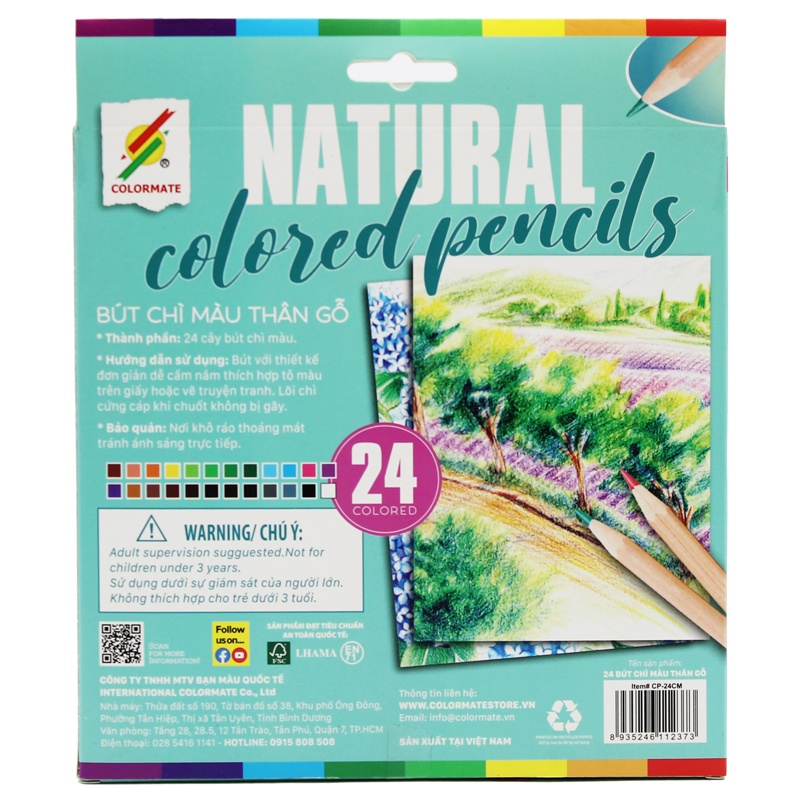 Hộp 24 Bút Chì Màu Gỗ - Colormate CP-24CM