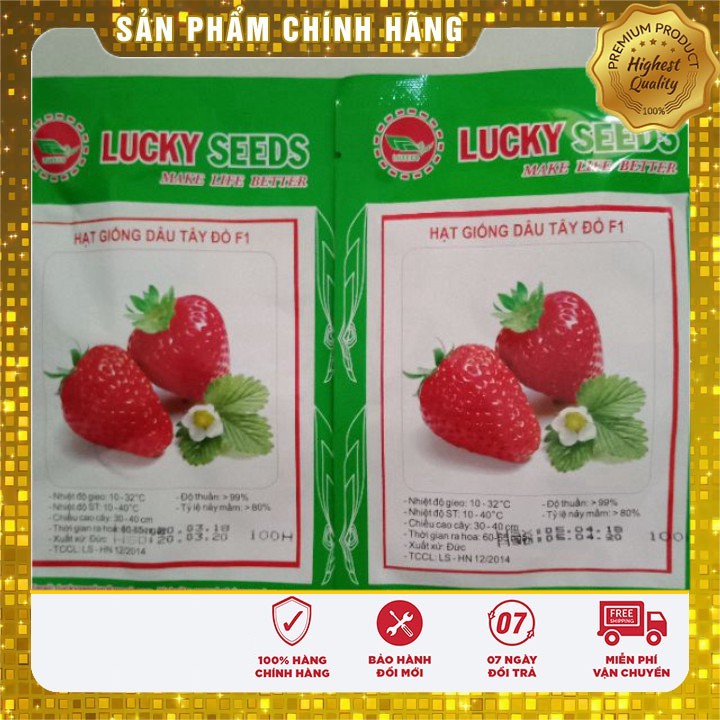 HẠT GIỐNG DÂU TÂY ĐỎ LUCKY SEEDS (100 hạt)