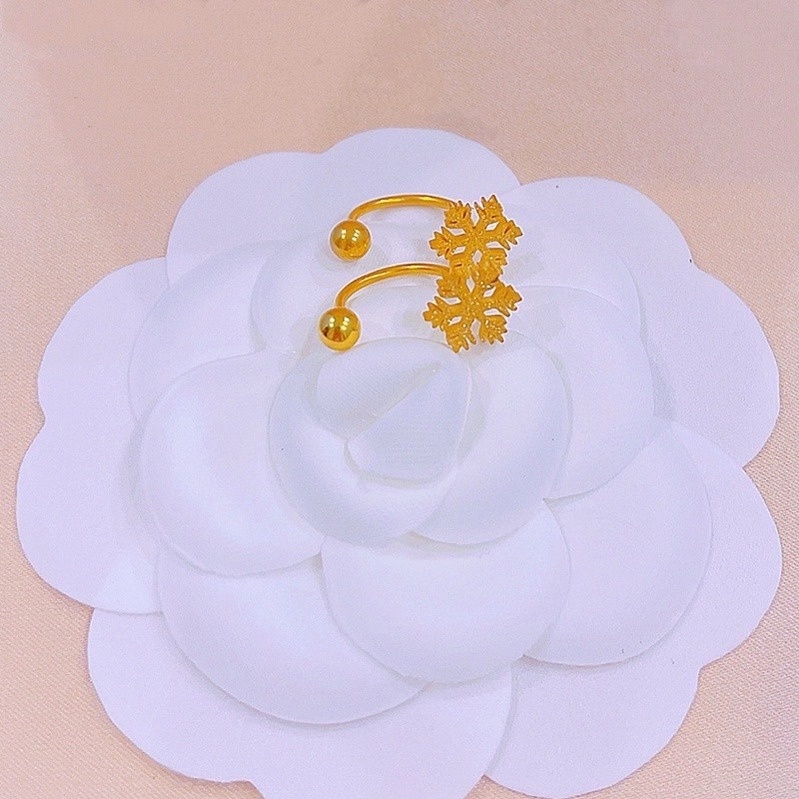 Khuyên tai titan nữ không gỉ hình bông tuyết phun cát lấp lánh mẫu mới nhất 2022