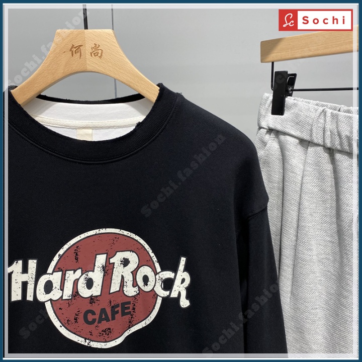 Áo thun nam cotton, áo phông nam unisex tay dài in chữ Hard Rock phong cách mã SW660