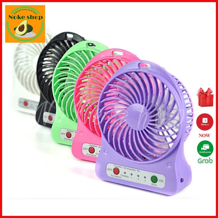 Quạt mini pin sạc cầm tay 3 chế độ có đèn pin - Hàng Loại 1 (Giao Màu Ngẫu Nhiên)