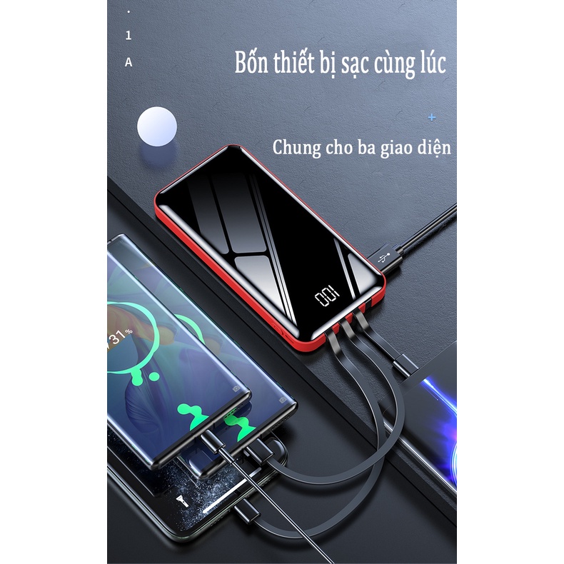 Ngân hàng điện dung lượng lớn 10000mAh/20000mAh Với màn hình pin còn lại với ánh sáng LED（Đi kèm với bốn dòng dữ liệu）