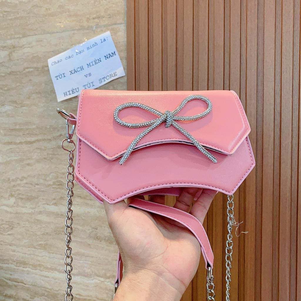 Túi xách đeo chéo nữ hình nơ đính đá sang trọng thời trang Hàn Quốc DIOMI 855