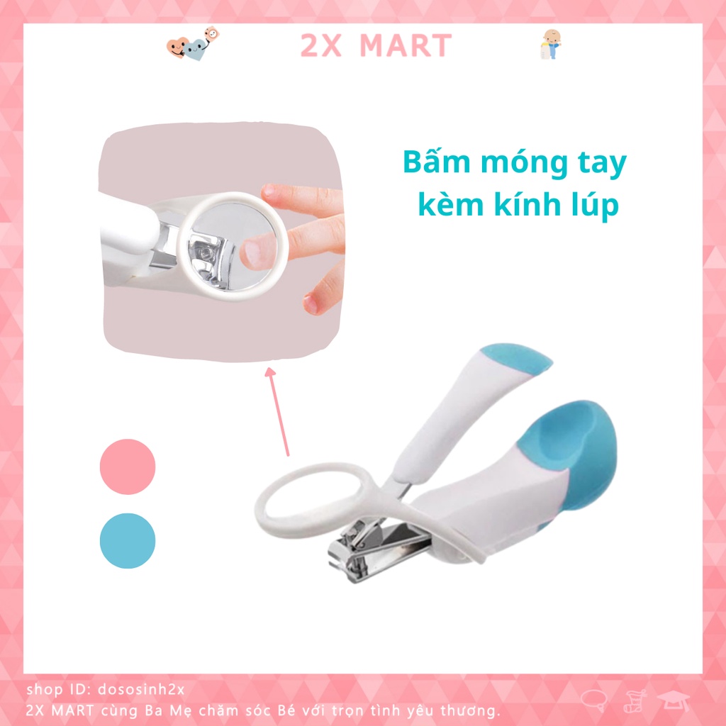Bấm móng tay trẻ sơ sinh cắt móng tay cho bé có kính lúp phóng to 4 lần Babuu Nhật Bản